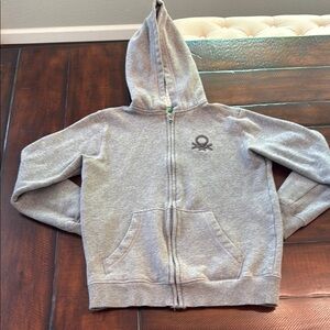 United Colors Of Benetton Gray Zip-Up Hoodie Sweatshirt